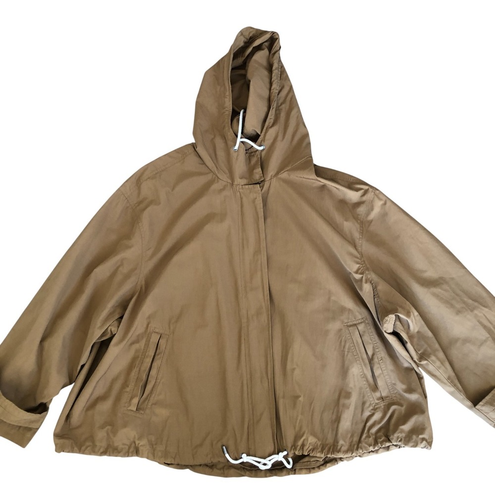 Gap Men's‎ Cotton Polyester Tan Zipper Front Windbreaker Hooded Jacket Size XXL